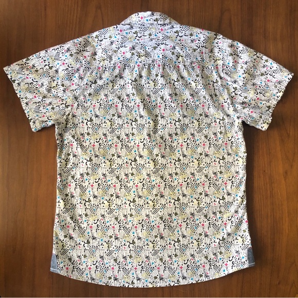 80s style Colourful Short Sleeve Button Up ✨ Good Vibes by Drill Slim Size L - Picture 3 of 10